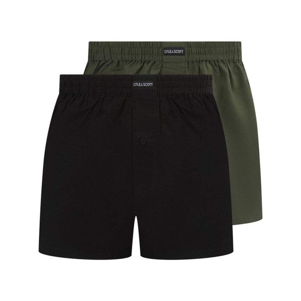 Lyle & Scott Mens Boxer Shorts (Pack of 2) / Black/Green